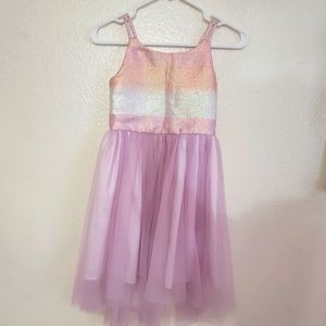 Pink White Orange strip Tulle dress